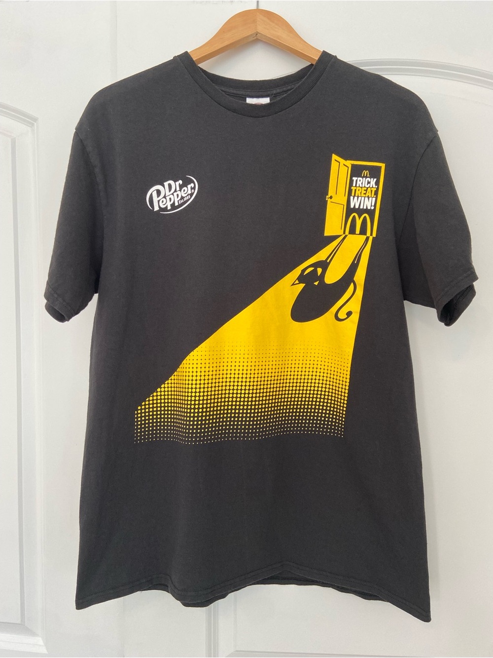 Vtg MCDONALD'S "DR. PEPPER" T-shirt Halloween Delta Pro Weight Lg Black